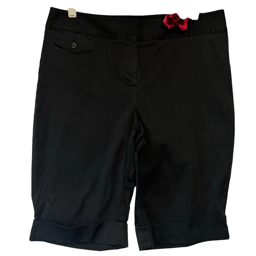 Style & co black stretch cuffed longer shorts cotton blend Sz 12 EUC